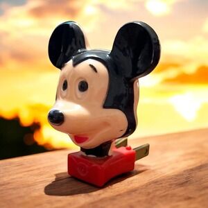 Vintage Walt Disney Mickey Mouse Celluloid Wall Plug 2.5" Night Light  WORKING